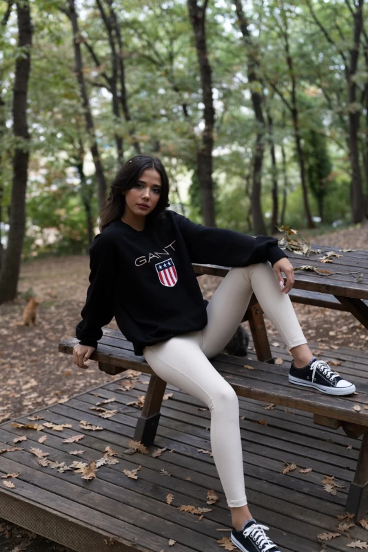 Siyah Önü Baskılı Sweatshirt, Siyah Önü Baskılı Sweatshirt