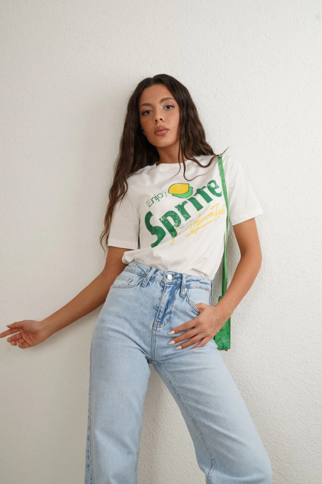 Beyaz Orj Model Sprite Yazılı T-Shirt